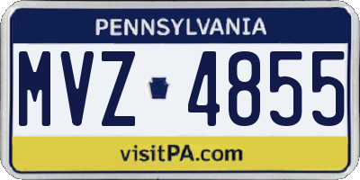 PA license plate MVZ4855