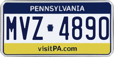 PA license plate MVZ4890
