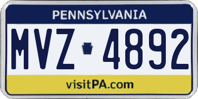 PA license plate MVZ4892