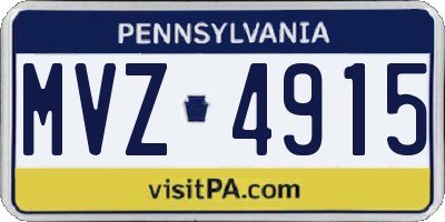 PA license plate MVZ4915