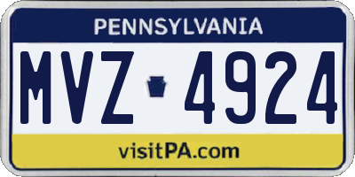 PA license plate MVZ4924
