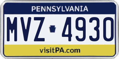 PA license plate MVZ4930