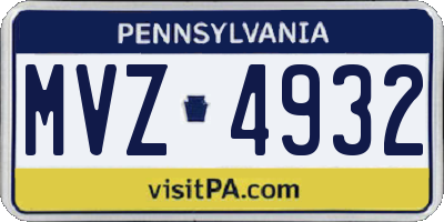 PA license plate MVZ4932