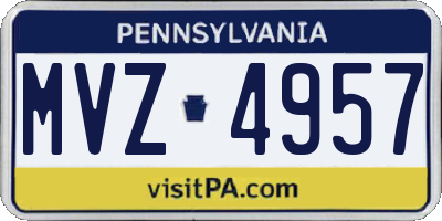 PA license plate MVZ4957