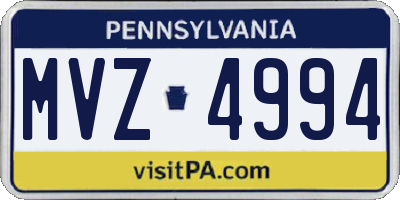 PA license plate MVZ4994
