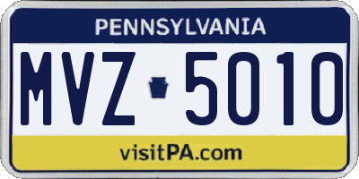 PA license plate MVZ5010
