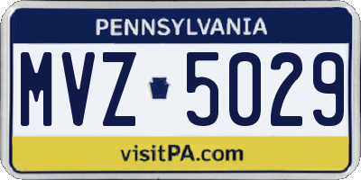 PA license plate MVZ5029