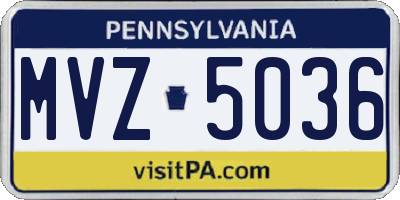 PA license plate MVZ5036