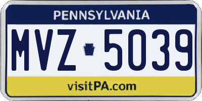 PA license plate MVZ5039