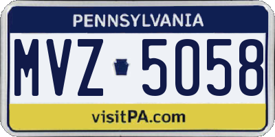PA license plate MVZ5058