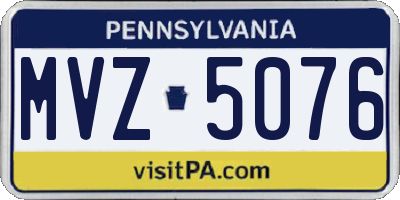 PA license plate MVZ5076