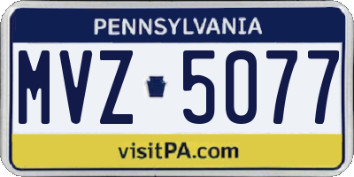 PA license plate MVZ5077