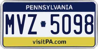 PA license plate MVZ5098
