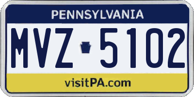 PA license plate MVZ5102