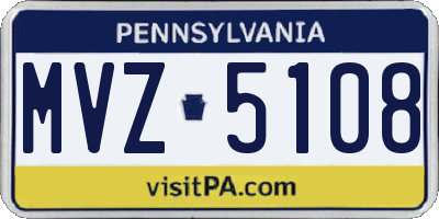 PA license plate MVZ5108