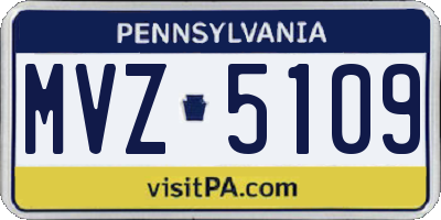 PA license plate MVZ5109
