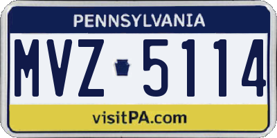 PA license plate MVZ5114