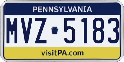 PA license plate MVZ5183