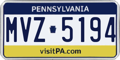 PA license plate MVZ5194