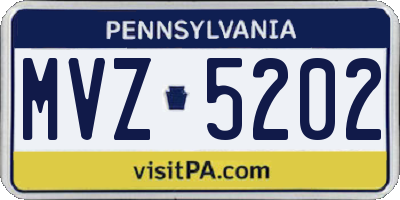 PA license plate MVZ5202