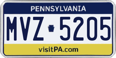 PA license plate MVZ5205