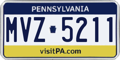 PA license plate MVZ5211