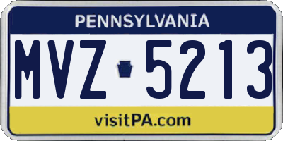 PA license plate MVZ5213