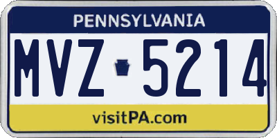PA license plate MVZ5214