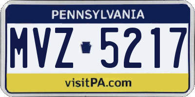 PA license plate MVZ5217