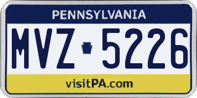 PA license plate MVZ5226