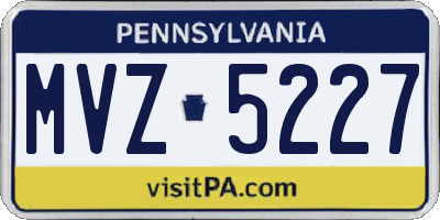 PA license plate MVZ5227