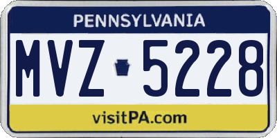 PA license plate MVZ5228
