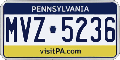 PA license plate MVZ5236