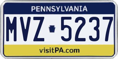 PA license plate MVZ5237