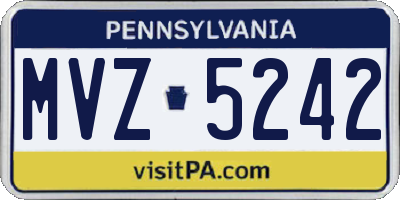 PA license plate MVZ5242