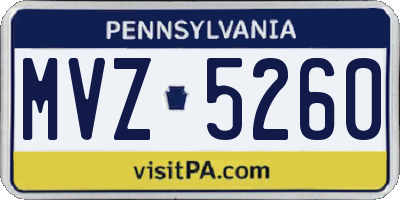 PA license plate MVZ5260