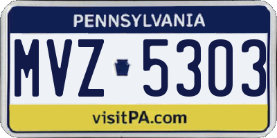 PA license plate MVZ5303