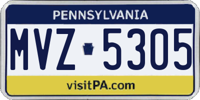 PA license plate MVZ5305