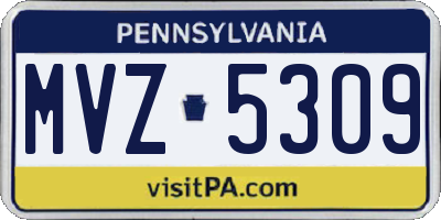 PA license plate MVZ5309