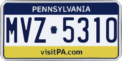 PA license plate MVZ5310