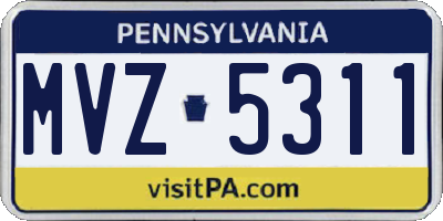 PA license plate MVZ5311