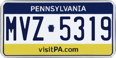 PA license plate MVZ5319