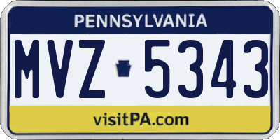 PA license plate MVZ5343