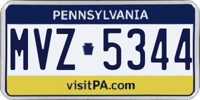 PA license plate MVZ5344