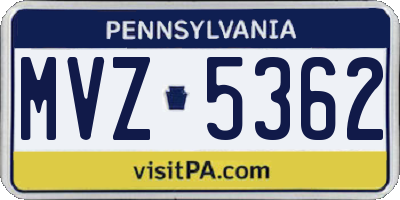 PA license plate MVZ5362