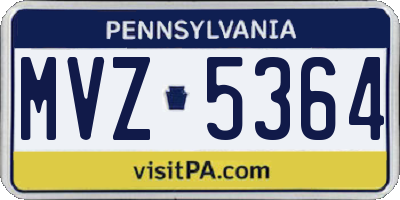 PA license plate MVZ5364