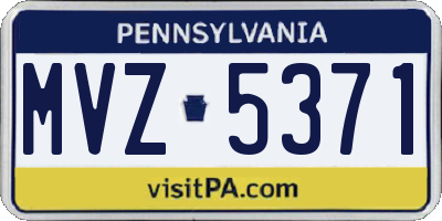 PA license plate MVZ5371