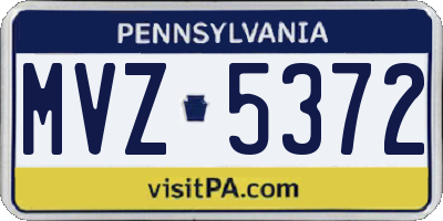 PA license plate MVZ5372