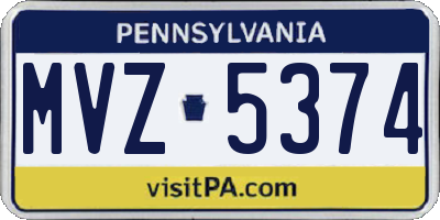 PA license plate MVZ5374