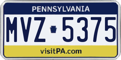 PA license plate MVZ5375